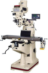 Jet - 9" Table Width x 42" Table Length, Variable Speed Pulley Control, 3 Phase Knee Milling Machine - R8 Spindle Taper, 3 hp - Makers Industrial Supply