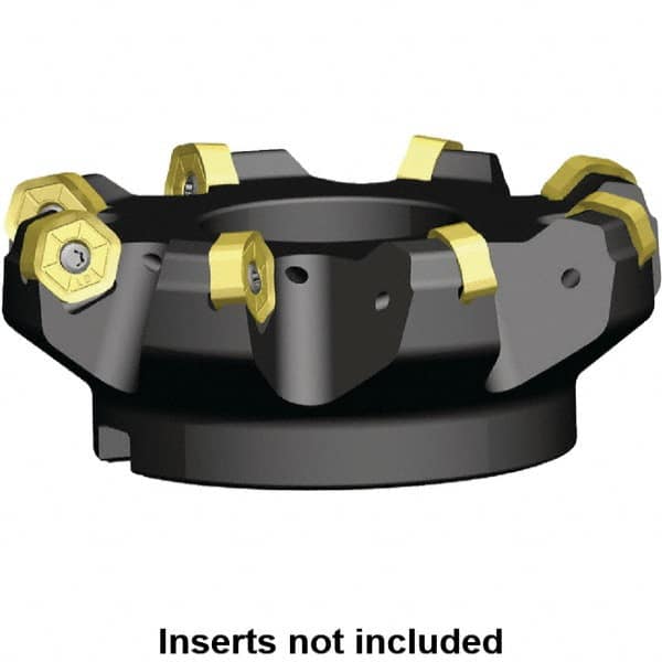 Kennametal - 8 Inserts, 4.64" Cutter Diam, 0.087" Max Depth of Cut, Indexable High-Feed Face Mill - 1.2598" Arbor Hole Diam, 1.989" High, KSHR Toolholder, HNGJ 0905.. Inserts, Series Dodeka High-Feed - Makers Industrial Supply