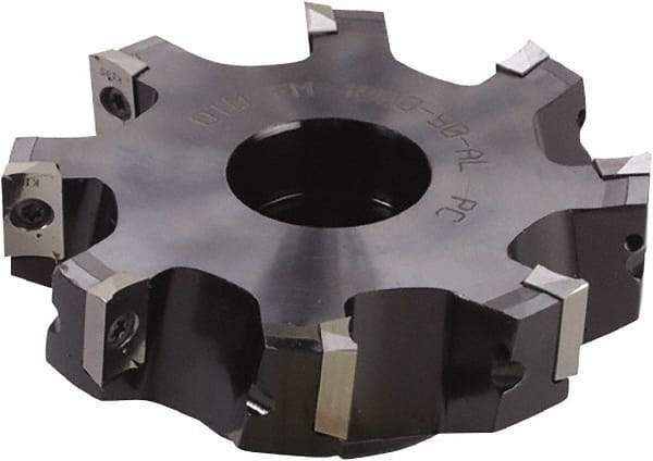 Kyocera - 50.8mm Cut Diam, 25.4mm Arbor Hole, 12.7mm Max Depth of Cut, 30° Indexable Chamfer & Angle Face Mill - 3 Inserts, XPMT 15T3 Insert, Right Hand Cut, 3 Flutes, Series FM - Makers Industrial Supply