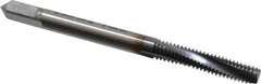 OSG - #8-32 UNC 3 Flute 2B Modified Bottoming Spiral Flute Tap - Powdered Metal, TiCN Finish, 2-1/8" OAL, Right Hand Flute, Right Hand Thread, H3, Series EXOTAP VC-10TI - Makers Industrial Supply