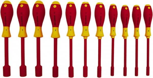 Wiha - 11 Piece 5/32 to 5/8" Insulated Nutdriver Set - Cushion Grip Handle - Makers Industrial Supply