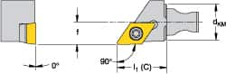 Kennametal - Right Hand Cut, Size KM12, DCMT 32.52 Insert Compatiblity, External Modular Turning & Profiling Cutting Unit Head - 8mm Ctr to Cutting Edge, 20mm Head Length, Through Coolant, Series Micro Screw-On - Makers Industrial Supply