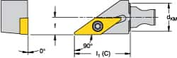 Kennametal - Left Hand Cut, Size KM16, VBMT 160408 Insert Compatiblity, External Modular Turning & Profiling Cutting Unit Head - 10mm Ctr to Cutting Edge, 30mm Head Length, Through Coolant, Series Micro Screw-On - Makers Industrial Supply