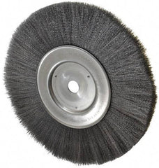 Weiler - 10" OD, 3/4" Arbor Hole, Crimped Steel Wheel Brush - 3/4" Face Width, 2-1/2" Trim Length, 0.006" Filament Diam, 4,000 RPM - Makers Industrial Supply