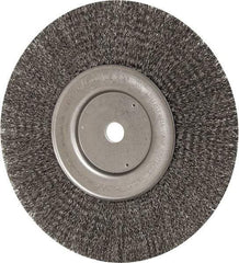 Weiler - 10" OD, 3/4" Arbor Hole, Crimped Steel Wheel Brush - 3/4" Face Width, 2-1/2" Trim Length, 0.014" Filament Diam, 4,000 RPM - Makers Industrial Supply