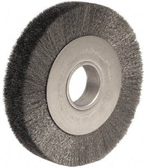 Weiler - 8" OD, 2" Arbor Hole, Crimped Steel Wheel Brush - 1-1/2" Face Width, 1-3/8" Trim Length, 0.006" Filament Diam, 4,500 RPM - Makers Industrial Supply