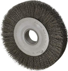 Weiler - 10" OD, 2" Arbor Hole, Crimped Steel Wheel Brush - 1-5/8" Face Width, 1-7/8" Trim Length, 0.014" Filament Diam, 4,000 RPM - Makers Industrial Supply