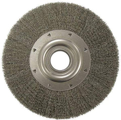 Weiler - 12" OD, 2" Arbor Hole, Crimped Steel Wheel Brush - 2" Face Width, 2-7/8" Trim Length, 0.02" Filament Diam, 3,000 RPM - Makers Industrial Supply