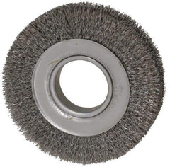 Weiler - 6" OD, 2" Arbor Hole, Crimped Steel Wheel Brush - 1" Face Width, 1-1/8" Trim Length, 0.0118" Filament Diam, 6,000 RPM - Makers Industrial Supply