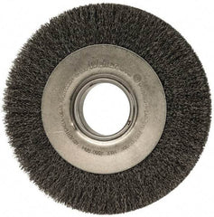 Weiler - 8" OD, 2" Arbor Hole, Crimped Steel Wheel Brush - 1" Face Width, 1-3/8" Trim Length, 0.0118" Filament Diam, 4,500 RPM - Makers Industrial Supply