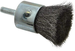 Weiler - 1" Brush Diam, Crimped, End Brush - 1/4" Diam Steel Shank, 22,000 Max RPM - Makers Industrial Supply