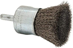 Weiler - 1" Brush Diam, Crimped, End Brush - 1/4" Diam Steel Shank, 22,000 Max RPM - Makers Industrial Supply