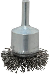 Weiler - 1-1/2" Brush Diam, Crimped, Flared End Brush - 1/4" Diam Shank, 20,000 Max RPM - Makers Industrial Supply