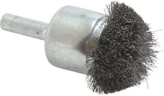 Weiler - 1-1/4" Brush Diam, Crimped, Flared End Brush - 1/4" Diam Shank, 20,000 Max RPM - Makers Industrial Supply