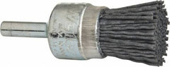 Weiler - 180 Grit, 3/4" Brush Diam, Crimped, End Brush - Very Fine Grade, 1/4" Diam Shank, 10,000 Max RPM - Makers Industrial Supply