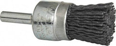 Weiler - 120 Grit, 3/4" Brush Diam, Crimped, End Brush - Fine Grade, 1/4" Diam Shank, 10,000 Max RPM - Makers Industrial Supply