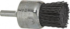 Weiler - 120 Grit, 1" Brush Diam, Crimped, End Brush - Fine Grade, 1/4" Diam Shank, 10,000 Max RPM - Makers Industrial Supply