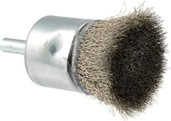 Weiler - 1" Brush Diam, Crimped, End Brush - 1/4" Diam Shank, 22,000 Max RPM - Makers Industrial Supply