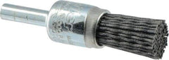 Weiler - 180 Grit, 1/2" Brush Diam, Crimped, End Brush - Very Fine Grade, 1/4" Diam Shank, 10,000 Max RPM - Makers Industrial Supply