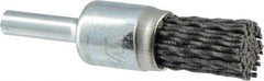 Weiler - 120 Grit, 1/2" Brush Diam, Crimped, End Brush - Fine Grade, 1/4" Diam Shank, 10,000 Max RPM - Makers Industrial Supply