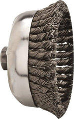 Weiler - 6" Diam, 5/8-11 Threaded Arbor, Steel Fill Cup Brush - 0.035 Wire Diam, 1-3/8" Trim Length, 6,600 Max RPM - Makers Industrial Supply