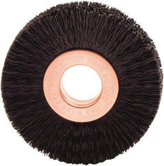 Weiler - 2" OD, 1/2" Arbor Hole, Nylon Wheel Brush - 3/8" Face Width, 1/2" Trim Length, 0.01" Filament Diam, 20,000 RPM - Makers Industrial Supply