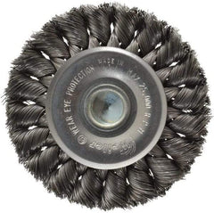 Weiler - 3-1/4" OD, 1/4" Shank Diam, Knotted Steel Wheel Brush - 3/8" Face Width, 5/8" Trim Length, 0.0118" Filament Diam, 25,000 RPM - Makers Industrial Supply