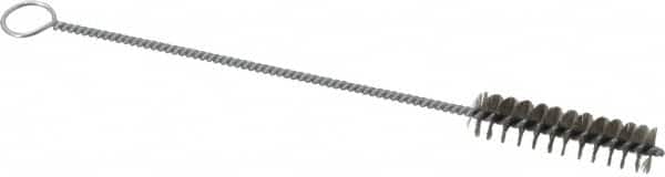 Weiler - 2" Long x 1/2" Diam Steel Hand Tube Brush - Single Spiral, 8" OAL, 0.004" Wire Diam, 1/8" Shank Diam - Makers Industrial Supply