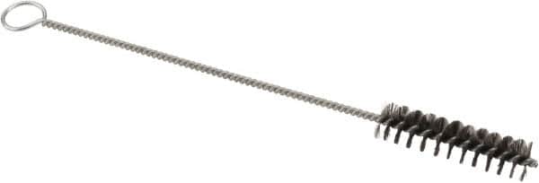Weiler - 2" Long x 1/2" Diam Steel Hand Tube Brush - Single Spiral, 8" OAL, 0.006" Wire Diam, 1/8" Shank Diam - Makers Industrial Supply