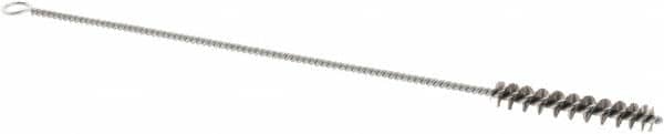 Weiler - 1-1/2" Long x 1/4" Diam Stainless Steel Hand Tube Brush - Single Spiral, 7" OAL, 0.003" Wire Diam, 3/32" Shank Diam - Makers Industrial Supply