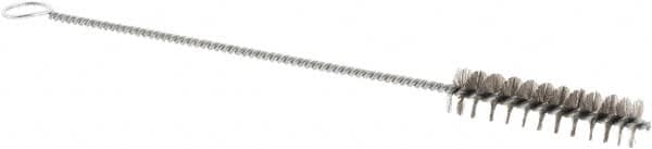 Weiler - 2" Long x 1/2" Diam Stainless Steel Hand Tube Brush - Single Spiral, 8" OAL, 0.004" Wire Diam, 1/8" Shank Diam - Makers Industrial Supply