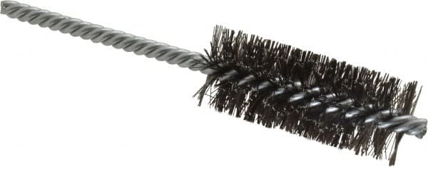 Weiler - 1" Diam Helical Steel Tube Brush - Double Spiral, 0.0104" Filament Diam, 2-1/2" Brush Length, 5-1/2" OAL, 1/4" Diam Shank - Makers Industrial Supply