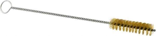 Weiler - 2" Long x 1/2" Diam Brass Hand Tube Brush - Single Spiral, 8" OAL, 0.004" Wire Diam, 1/8" Shank Diam - Makers Industrial Supply