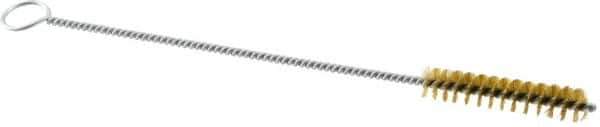 Weiler - 2" Long x 3/8" Diam Brass Hand Tube Brush - Single Spiral, 8" OAL, 0.004" Wire Diam, 1/8" Shank Diam - Makers Industrial Supply