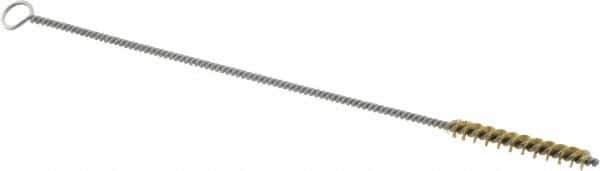 Weiler - 1-1/2" Long x 3/16" Diam Brass Hand Tube Brush - Single Spiral, 7" OAL, 0.003" Wire Diam, 3/32" Shank Diam - Makers Industrial Supply