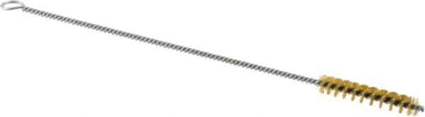 Weiler - 1-1/2" Long x 1/4" Diam Brass Hand Tube Brush - Single Spiral, 7" OAL, 0.003" Wire Diam, 3/32" Shank Diam - Makers Industrial Supply