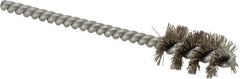 Weiler - 9/16" Diam Helical Stainless Steel Tube Brush - 0.0104" Filament Diam, 1" Brush Length, 3-1/2" OAL, 3/16" Diam Stainless Steel Shank - Makers Industrial Supply