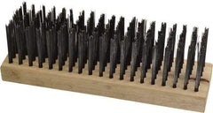 Weiler - 6 Rows x 19 Columns Steel Scratch Brush - 7" Brush Length, 7-1/4" OAL, 1-5/8" Trim Length, Wood Straight Handle - Makers Industrial Supply