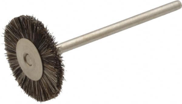 Weiler - 3/4" OD, 3/32" Shank Diam, Hair Wheel Brush - 3/16" Trim Length, 37,000 RPM - Makers Industrial Supply