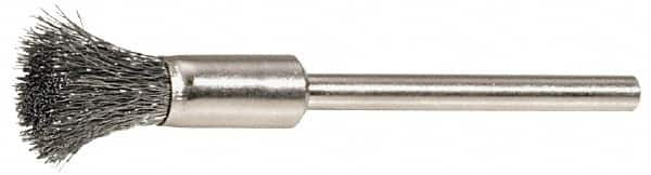 Weiler - 3/16" Brush Diam, Crimped, End Brush - 3/32" Diam Shank, 37,000 Max RPM - Makers Industrial Supply