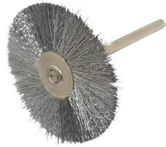 Weiler - 1-1/2" OD, 1/8" Shank Diam, Crimped Steel Wheel Brush - 1/2" Trim Length, 0.005" Filament Diam, 25,000 RPM - Makers Industrial Supply