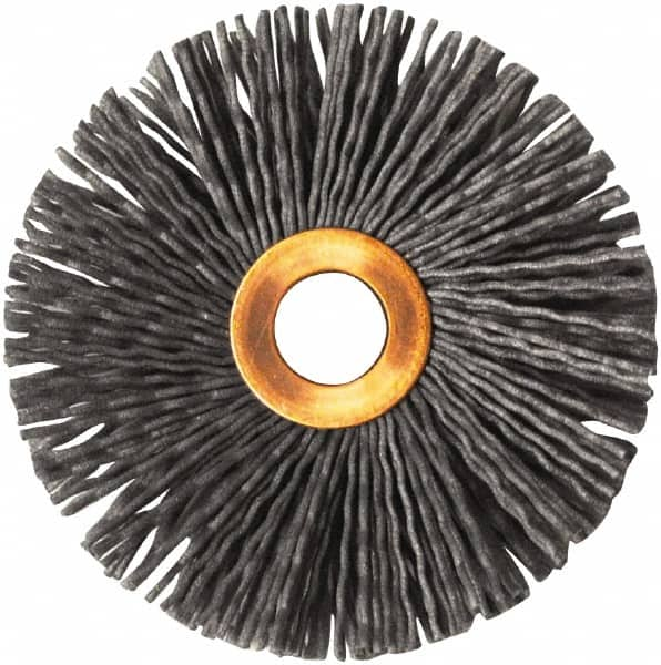 Weiler - 3" OD, 1/2" Arbor Hole, Nylon Wheel Brush - 1/2" Face Width, 1" Trim Length, 0.035" Filament Diam, 10,000 RPM - Makers Industrial Supply