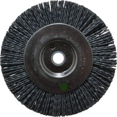 Weiler - 4" OD, 1/2" Arbor Hole, Crimped Nylon Wheel Brush - 1/2" Face Width, 7/8" Trim Length, 0.04" Filament Diam, 6,000 RPM - Makers Industrial Supply