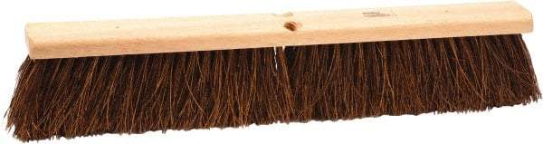 Weiler - 18" Rough Surface Palmyra Push Broom - 4" Bristle Length, Wood Block, Threaded Handle Connection, Handle Sold Separately - Makers Industrial Supply