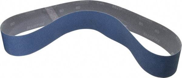 Norton - 2-1/2" Wide x 48" OAL, 80 Grit, Zirconia Alumina Abrasive Belt - Zirconia Alumina, Medium, Coated, Y Weighted Cloth Backing, Series R821 - Makers Industrial Supply