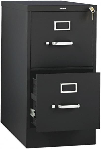 Hon - 26" Wide x 29" High x 26-1/2" Deep, 2 Drawer Vertical File with Lock - Steel, Black - Makers Industrial Supply