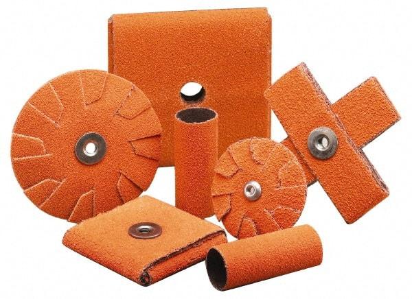 Merit Abrasives - 60 Grit, Medium Grade, Ceramic Cross Pad - 1-1/2" Long x 1-1/2" Wide x 1/2" Thick, Cloth Backed, X Backing Weight, 8 Ply, 23,000 Max RPM - Makers Industrial Supply