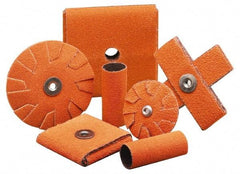 Merit Abrasives - 60 Grit, Medium Grade, Ceramic Cross Pad - 1-1/2" Long x 1-1/2" Wide x 1/2" Thick, Cloth Backed, X Backing Weight, 8 Ply, 23,000 Max RPM - Makers Industrial Supply