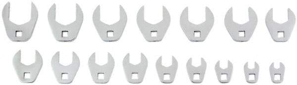 Proto - 16 Piece 3/8" Drive Open End Crowfoot Wrench Set - 9, 10, 11, 12, 13, 14, 15, 16, 17, 18, 19, 20, 21, 22, 23 & 24mm - Makers Industrial Supply