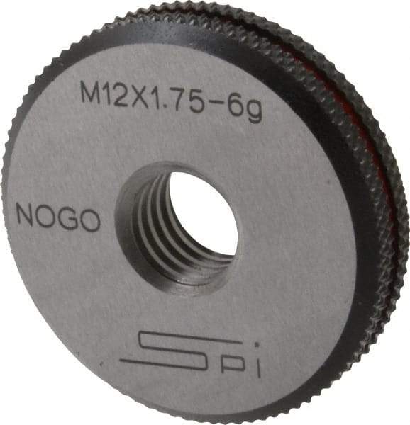 SPI - M12x1.75 No Go Single Ring Thread Gage - Class 6G, Oil Hardened Nonshrinking Steel (OHNS), NPL Traceability Certification Included - Makers Industrial Supply